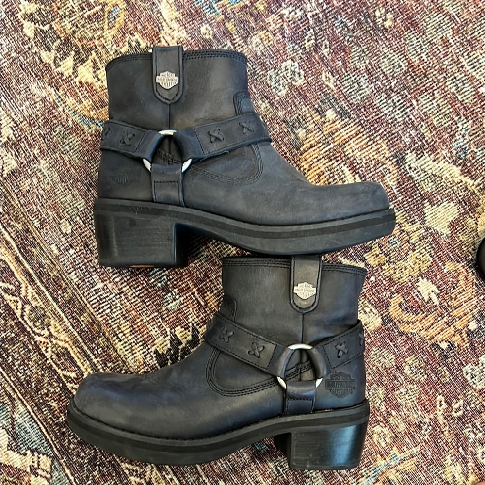 Harley-Davidson Black Combat Moto Boots with Harness Detail